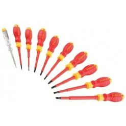 STANLEY FatMax? VDE Insulated Phillips Pozidriv & Slotted Screwdriver Set 10 Piece STA060032