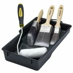 Stanley Mini Roller Paint Tray Fine Finish Paint Brush Set STMFST01 STADECORKIT