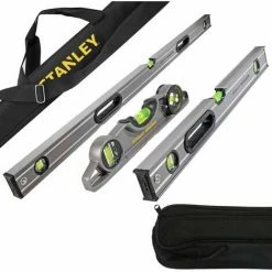 Stanley 1200mm 600mm 250mm Fatmax Box Beam Levels With Fatmax 1800mm Level Bag