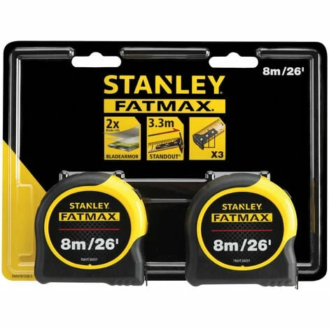 Stanley FMHT81558-5 FatMax® Classic Tape Twin Pack 8m/26ft (Width 32mm) Stanley FMHT81558-5 FatMax® Classic Tape Twin Pack 8m/26ft (Width 32mm) -STANLEY SHOP 30519718 1