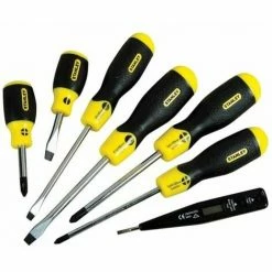 Stanley Tools Cushion Grip Screwdriver Set, 7 SL/PH/Voltage Tester