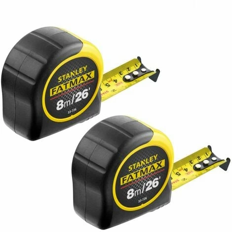 Stanley 0-33-726 FatMax Metric/Imperial Tape Measure with Blade Armor 8m Pack of 2 Stanley 0-33-726 FatMax Metric/Imperial Tape Measure With Blade Armor 8m Pack Of 2 -STANLEY SHOP 64771153 1