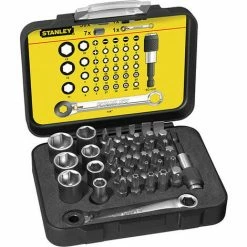 Stanley STA113907 Bit & Socket Set Of 39 + Ratchet End Metric 1/4 Drive